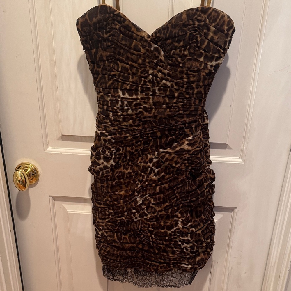 BCBG Strapless NWT Brown Leopard Dress